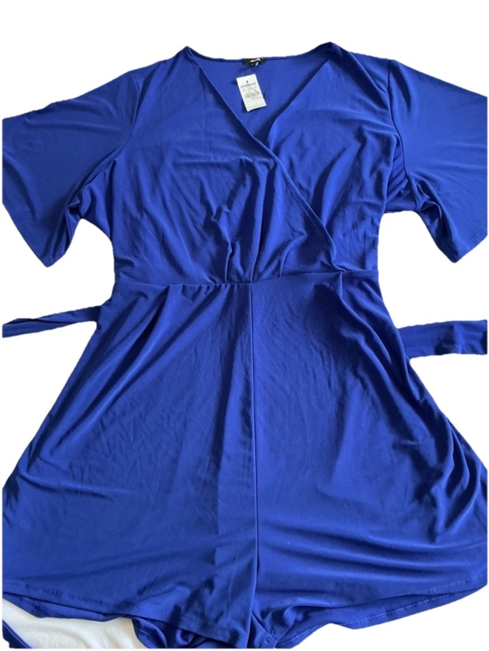 Express Elegant Cobalt Blue V-Neck Romper